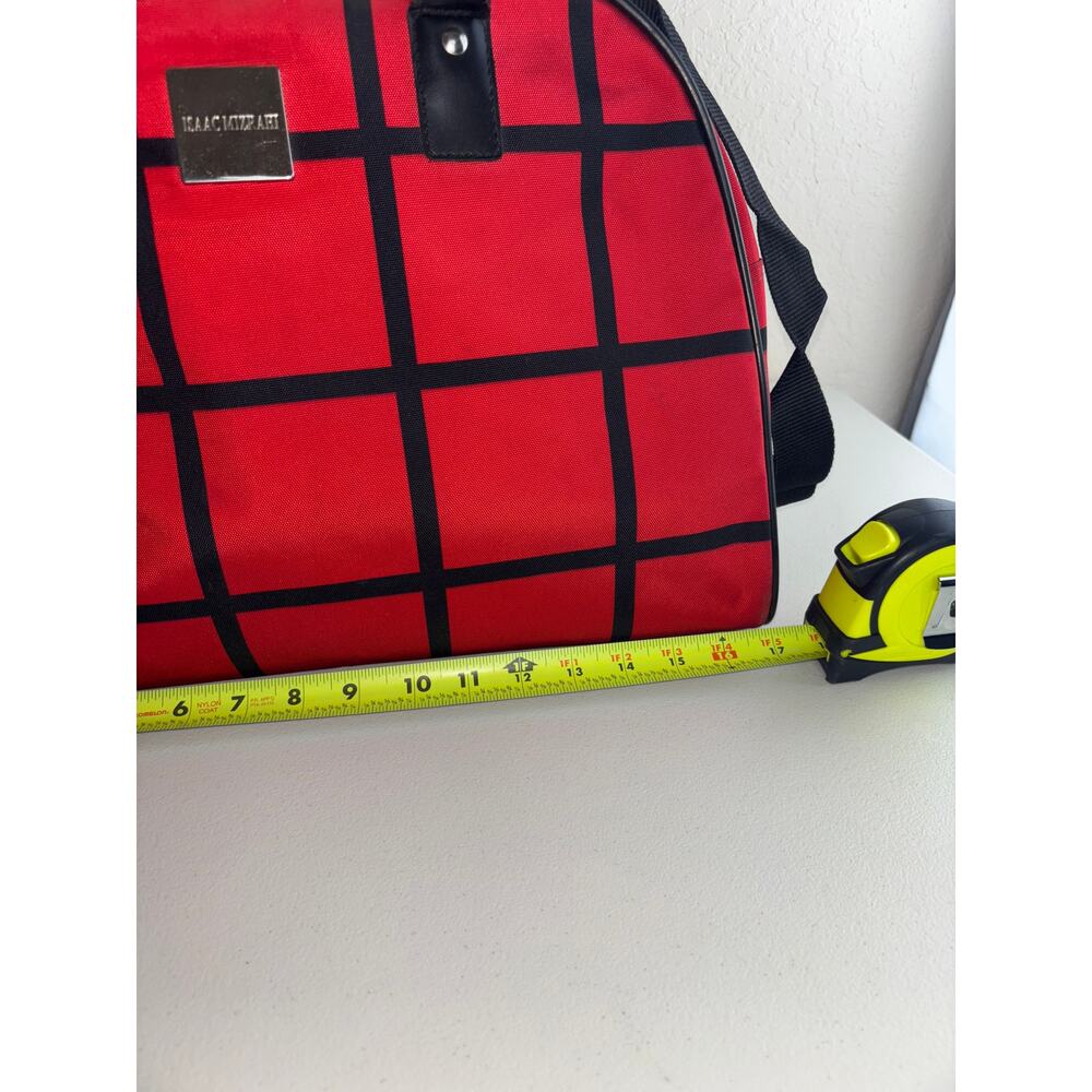 Isaac Mizrahi Hamilton Tote Red Black with Silver Hardware - Picture 4 of 13